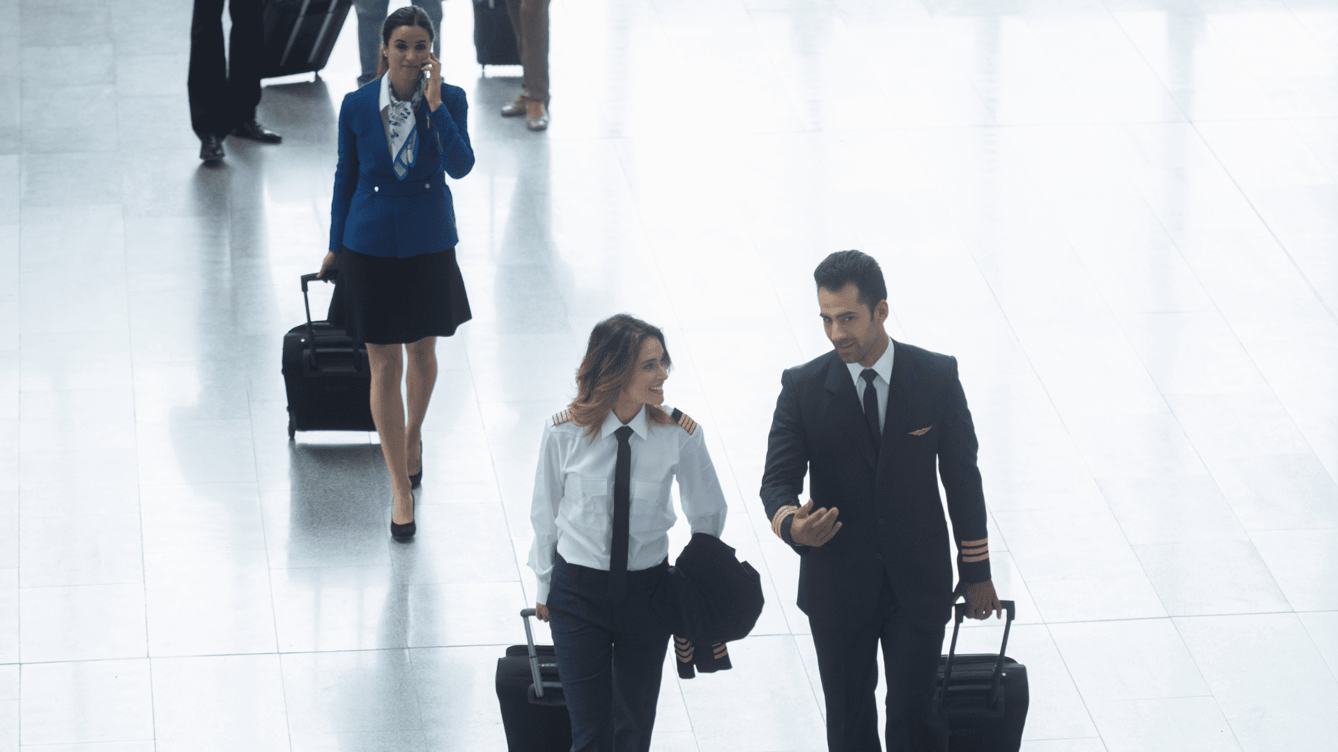 Flight crew walking