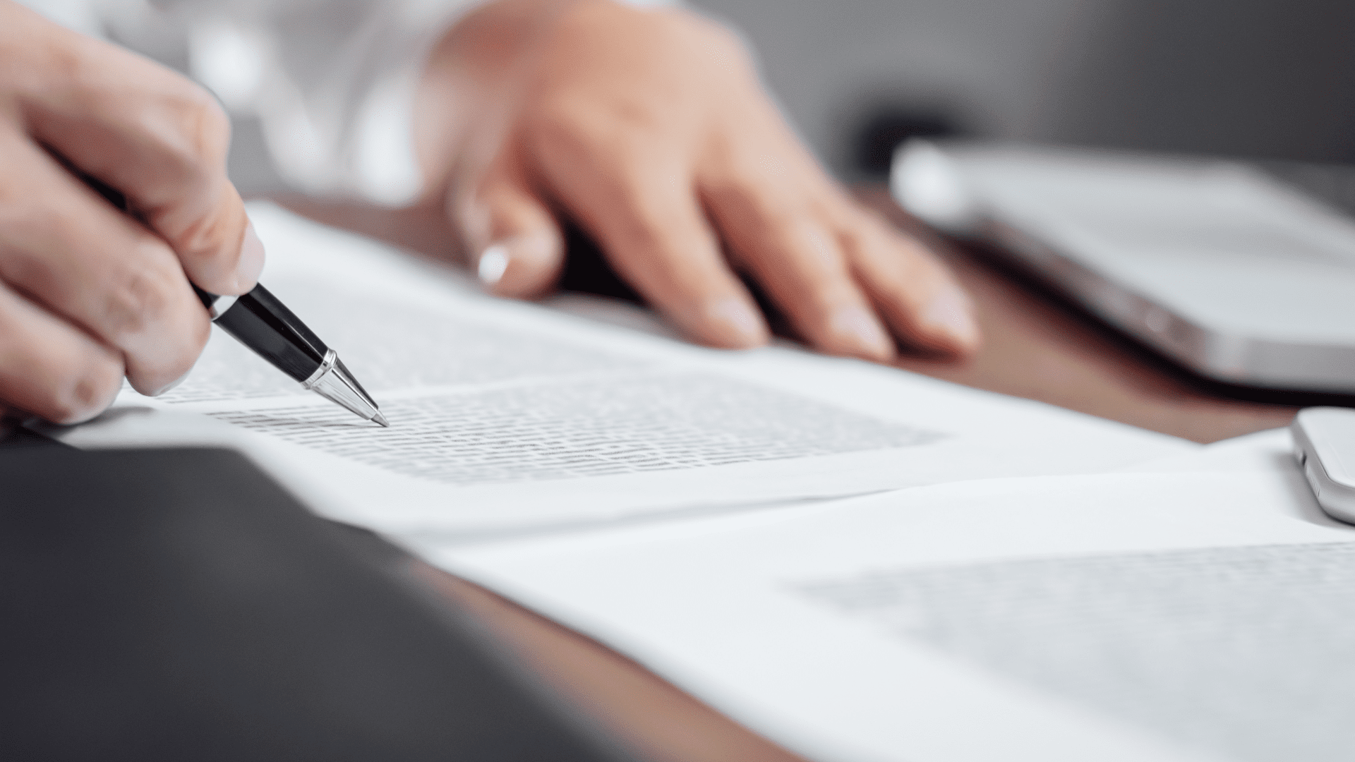 Pen on printed document