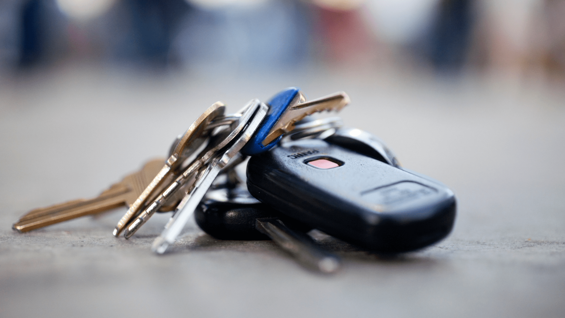 A set of car keys on a table