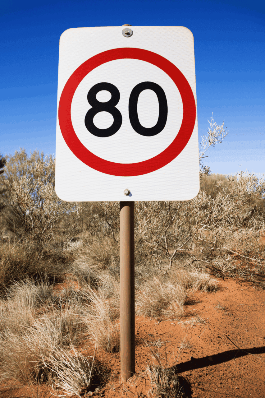 Speed sign showing 80
