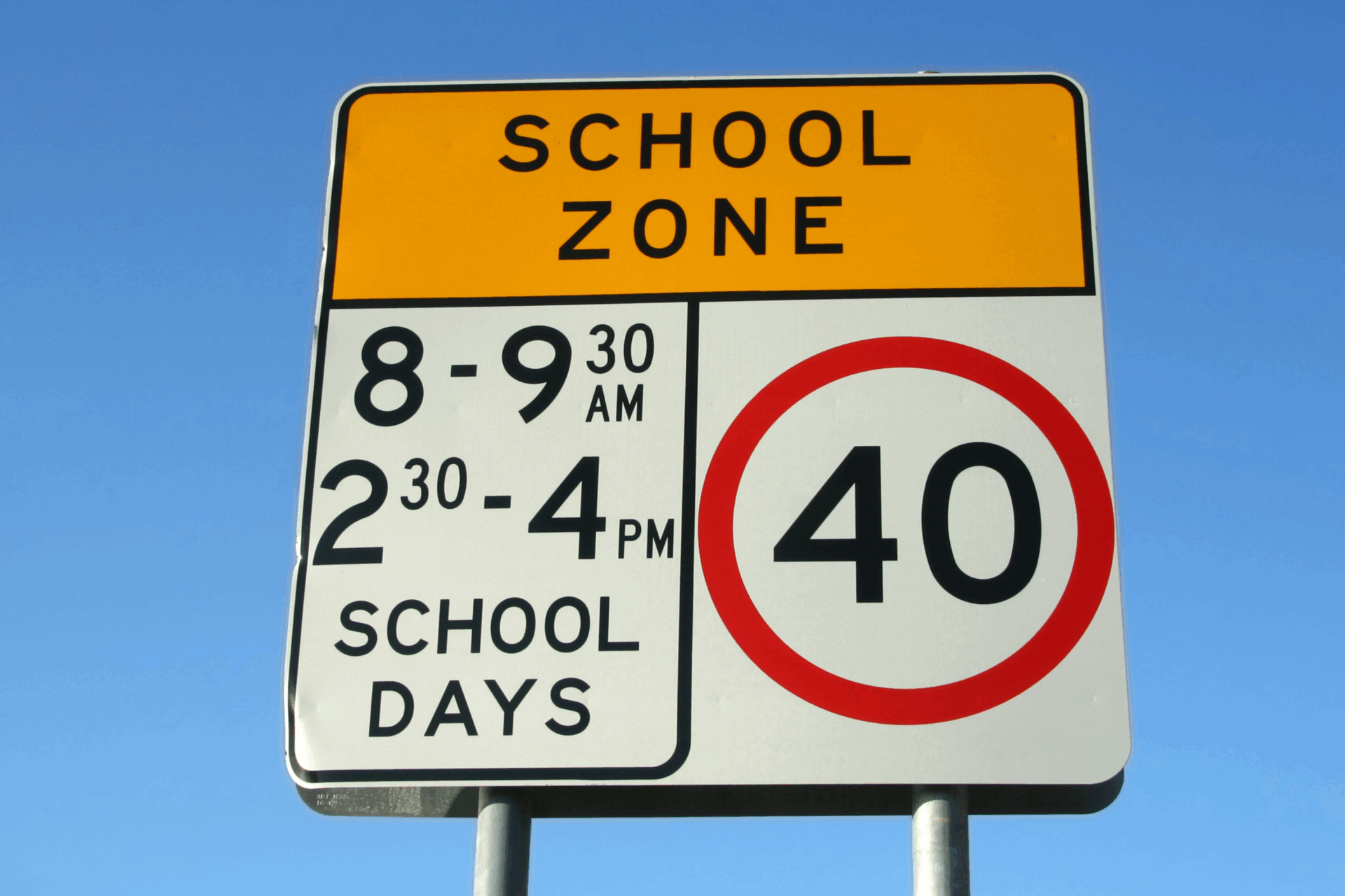 School Zone speed sign