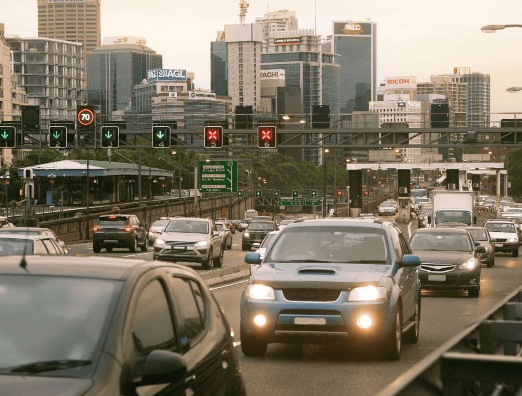 Cars driving on road in city